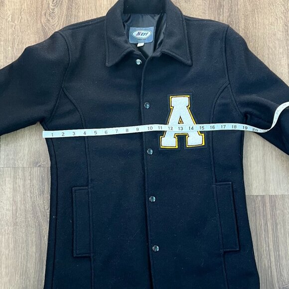 Neff Varsity Jacket App State Black Wool Sz S - Picture 9 of 11